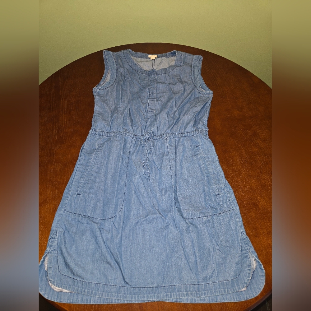 J Crew Chambray Denim Women's Blue Dress Drawstring Waist Small